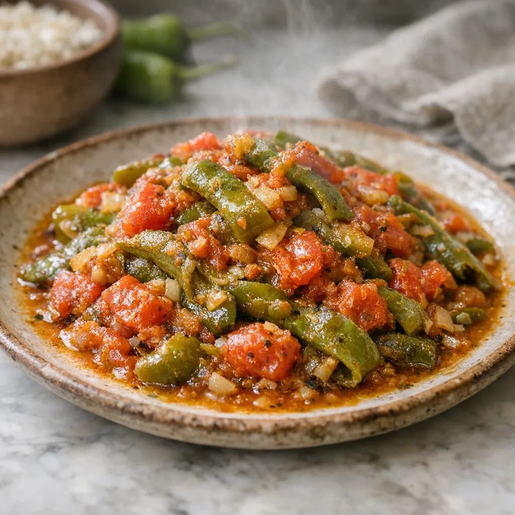 Halal Baked Steak with Green Chile recipe