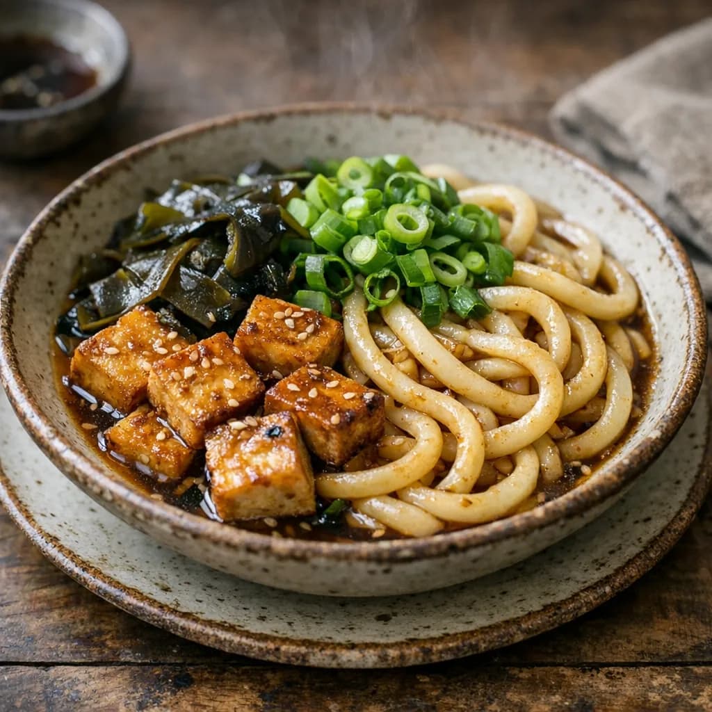 Halal Beef and Tofu Udon Bowl recipe