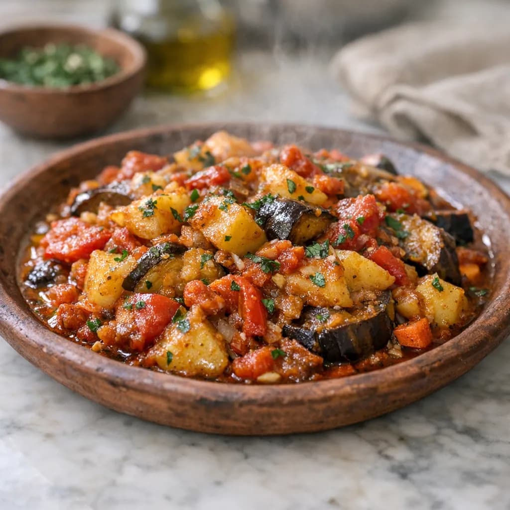 Halal Braised Steak and Vegetable Bake recipe