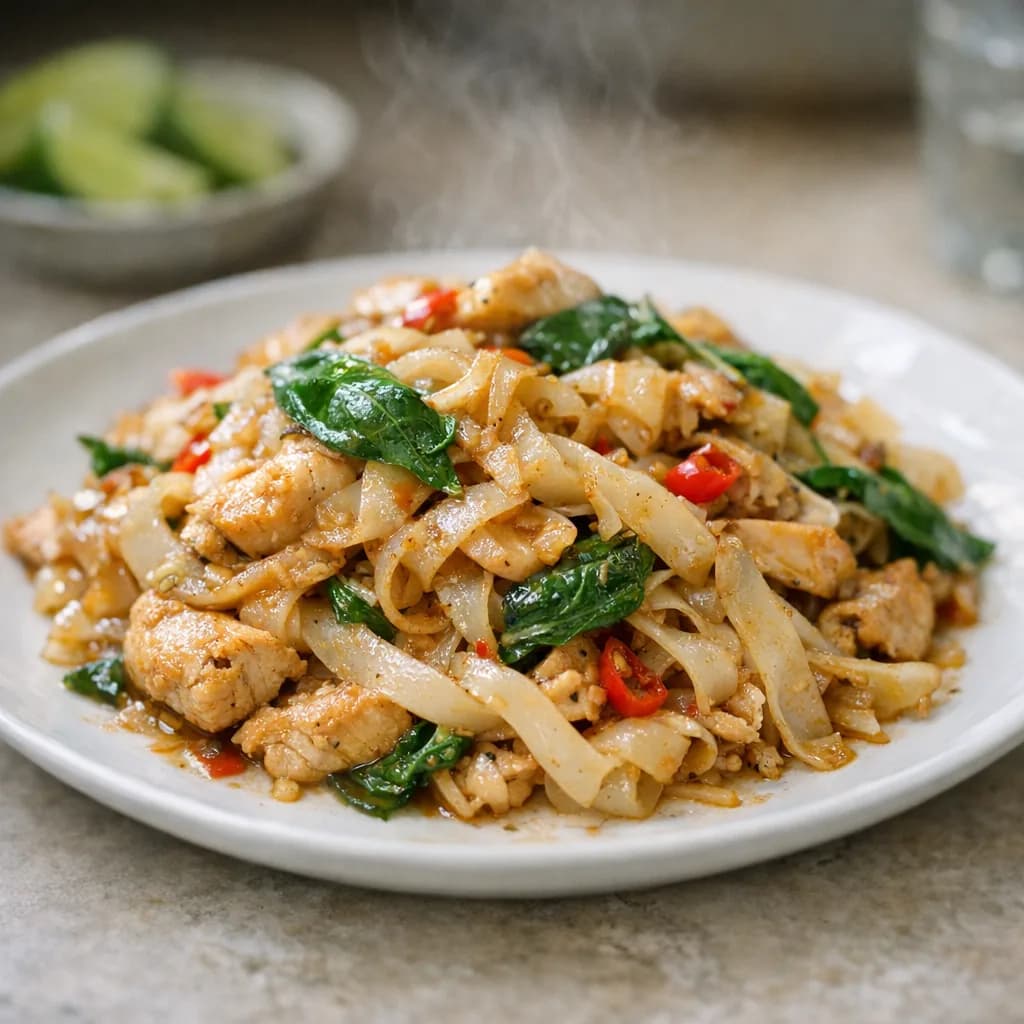 Halal Chicken and Rice Noodle Stir-Fry recipe