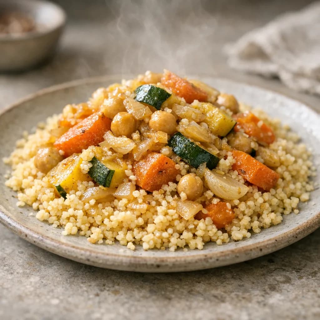 Sambar Onion and Vegetable Couscous Dinner recipe