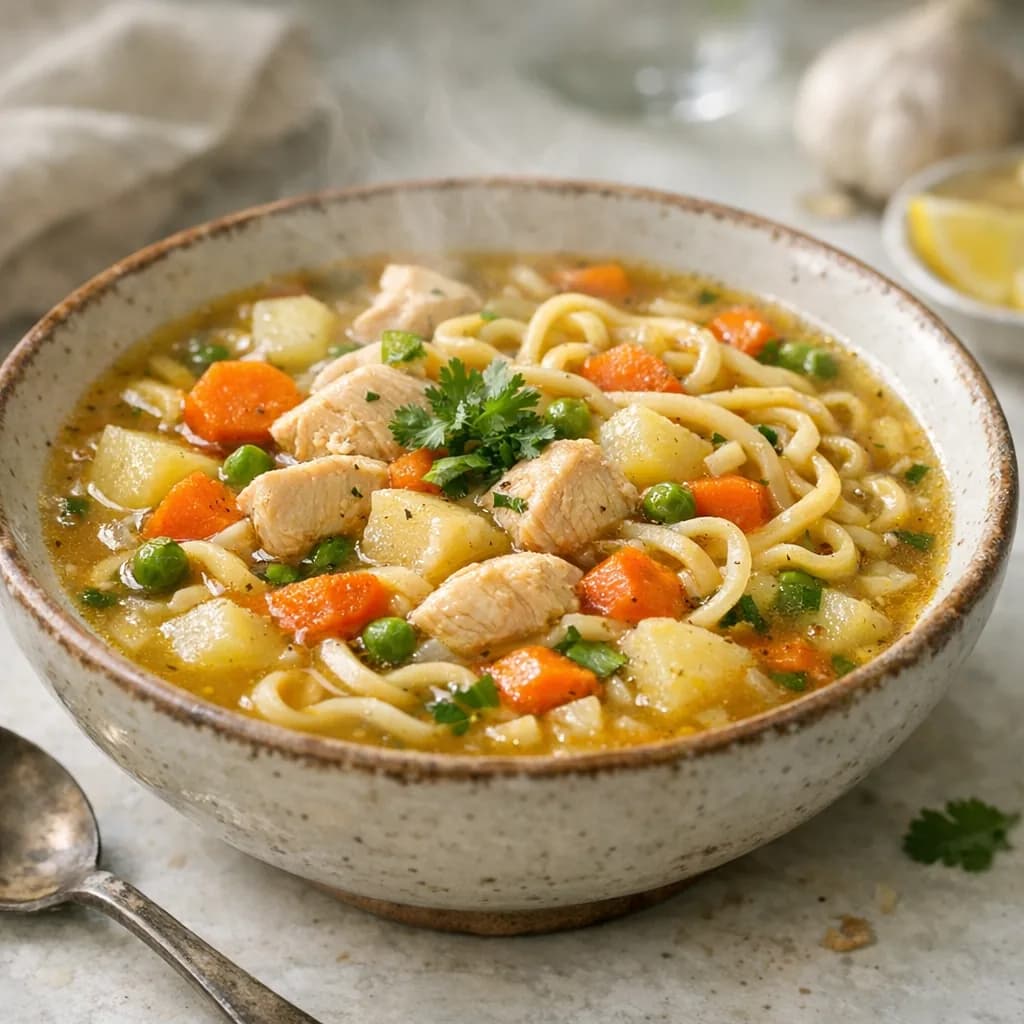 Halal Chicken and Vegetable Noodle Soup recipe