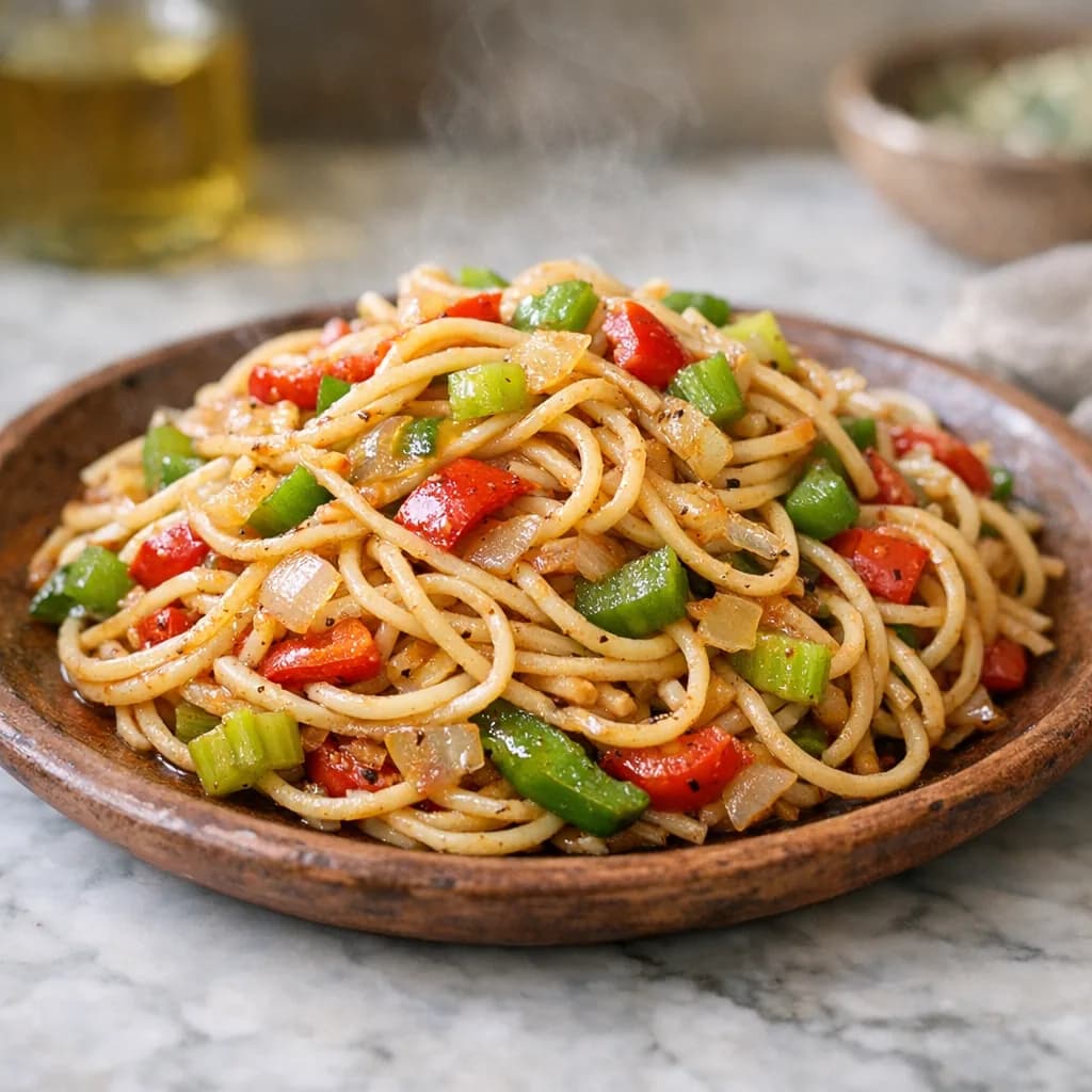 Halal Chicken and Vegetable Spaghetti recipe