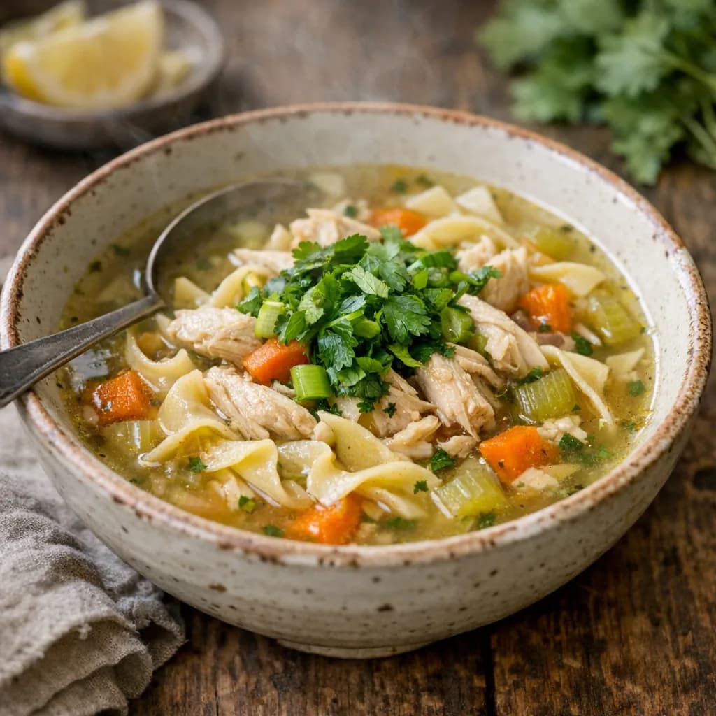 Halal Chicken Noodle Soup with Fresh Herbs recipe