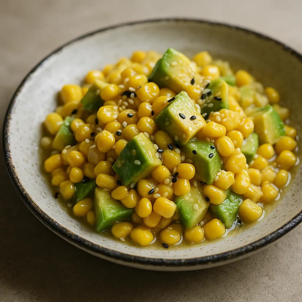 Halal Corn and Avocado Sesame Salad recipe