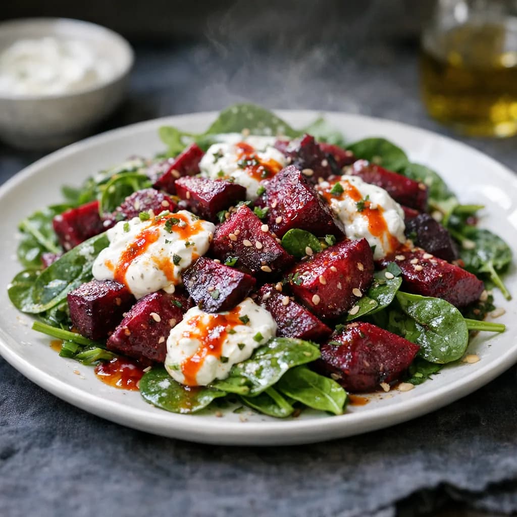 Beetroot Beet Halal Grilled Salad With Beets And Spinach recipe