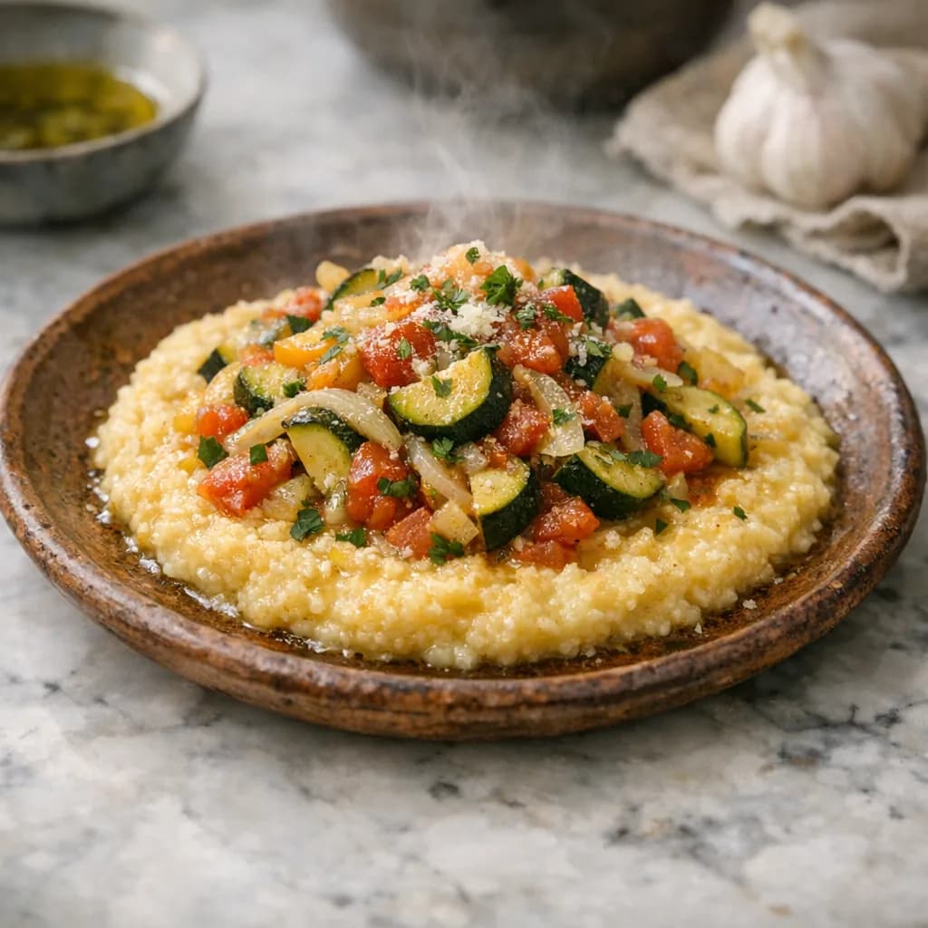Halal Hearty Italian Vegetable Polenta recipe