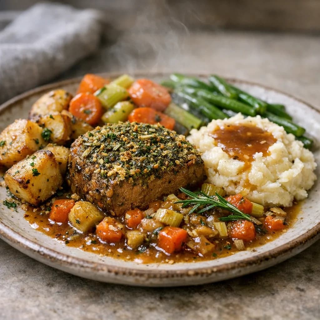 Halal Herb-Crusted Roast Beef Dinner recipe
