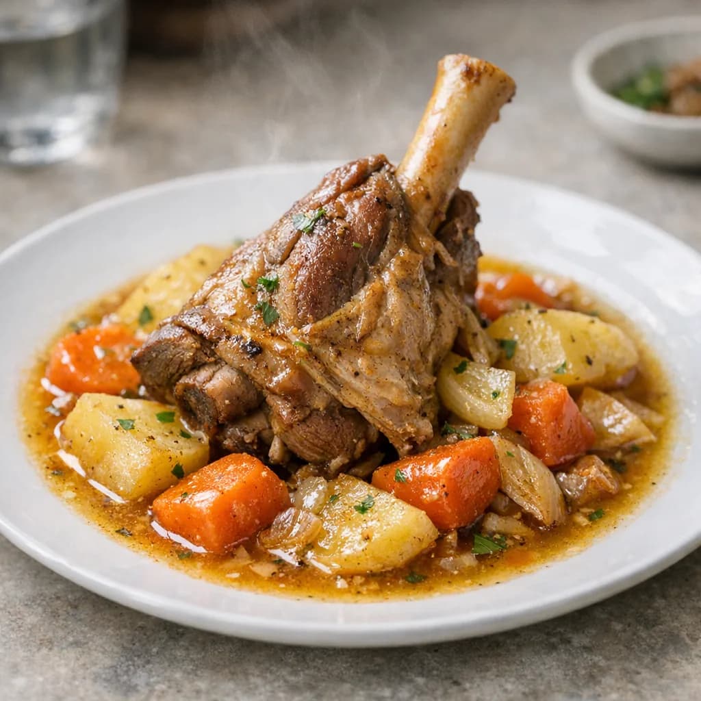 Halal Lamb Shank Stew with Vegetables recipe
