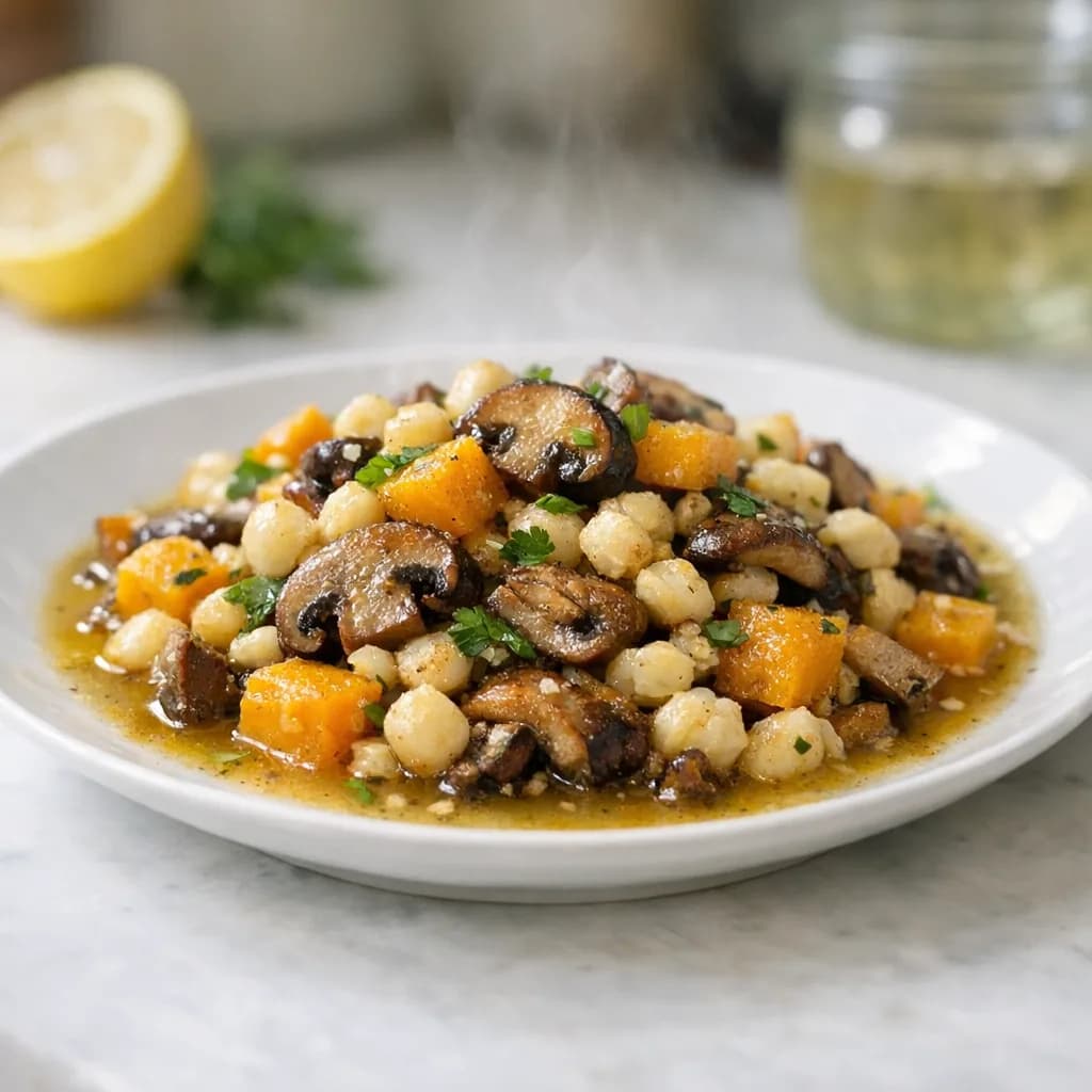 Halal Mushroom and Hominy Dinner recipe