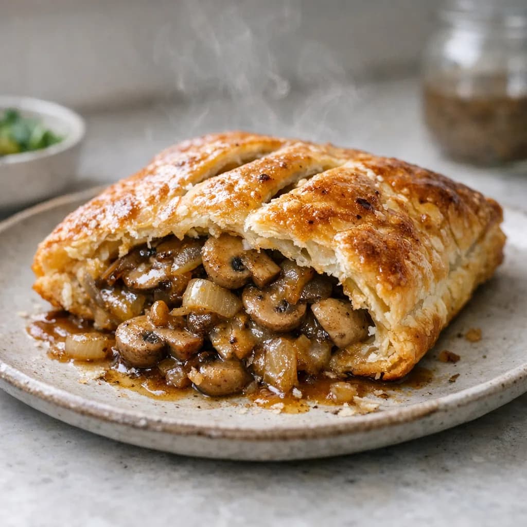 Halal Mushroom and Onion Steak Bake recipe
