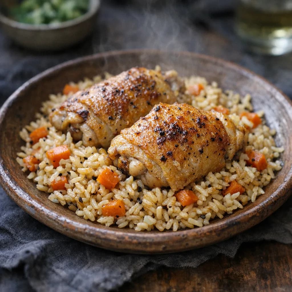 Halal One Pan Chicken and Rice Bake recipe