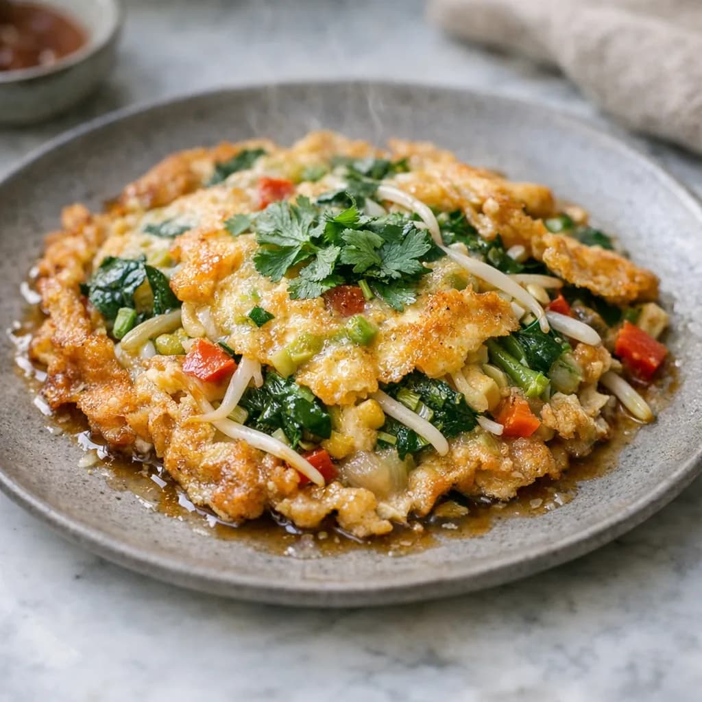 Halal Oyster and Vegetable Omelet recipe