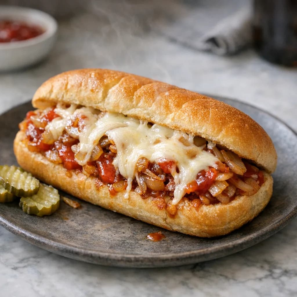 Halal Philly-Style Cheese Sandwich recipe