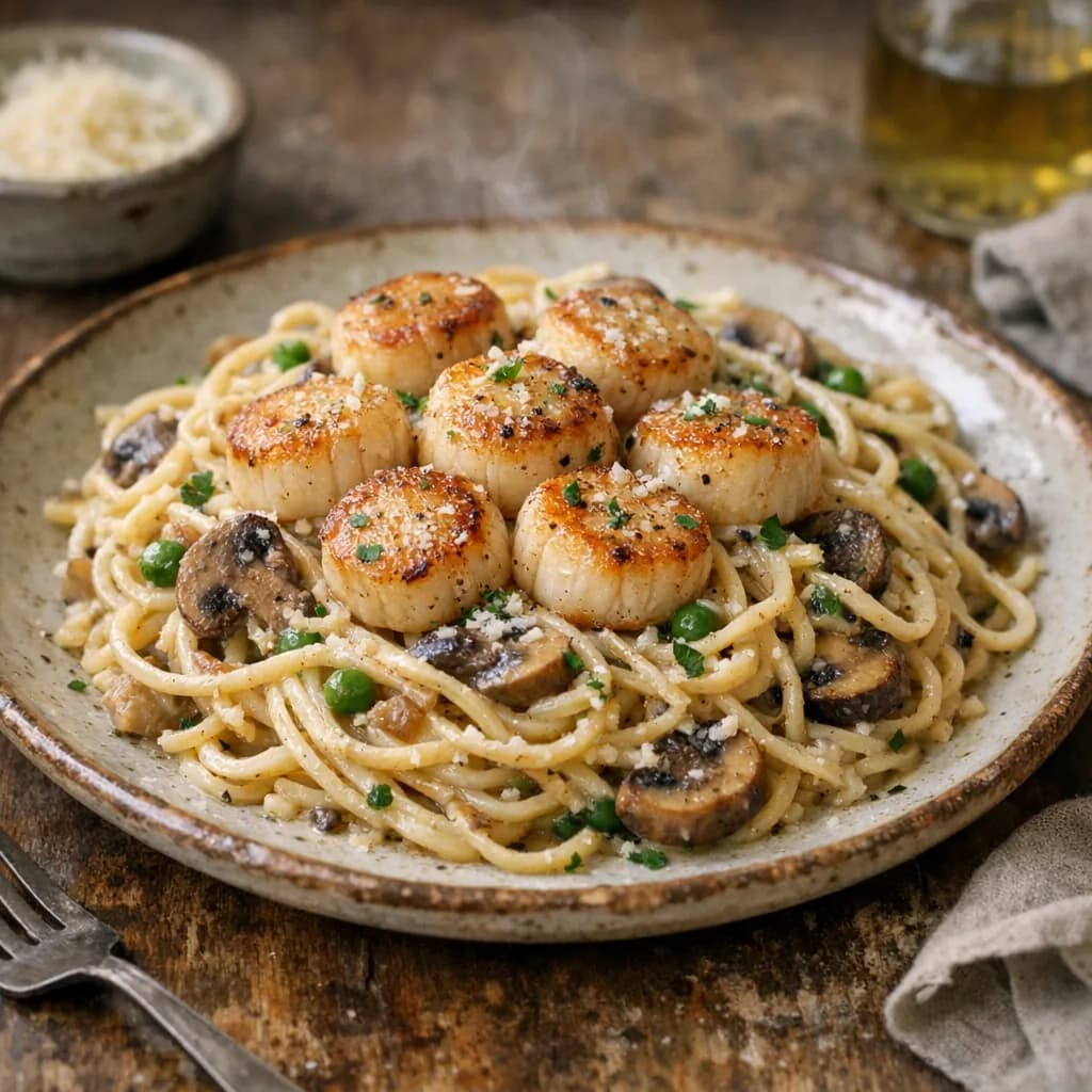 Halal Scallops Tetrazzini recipe