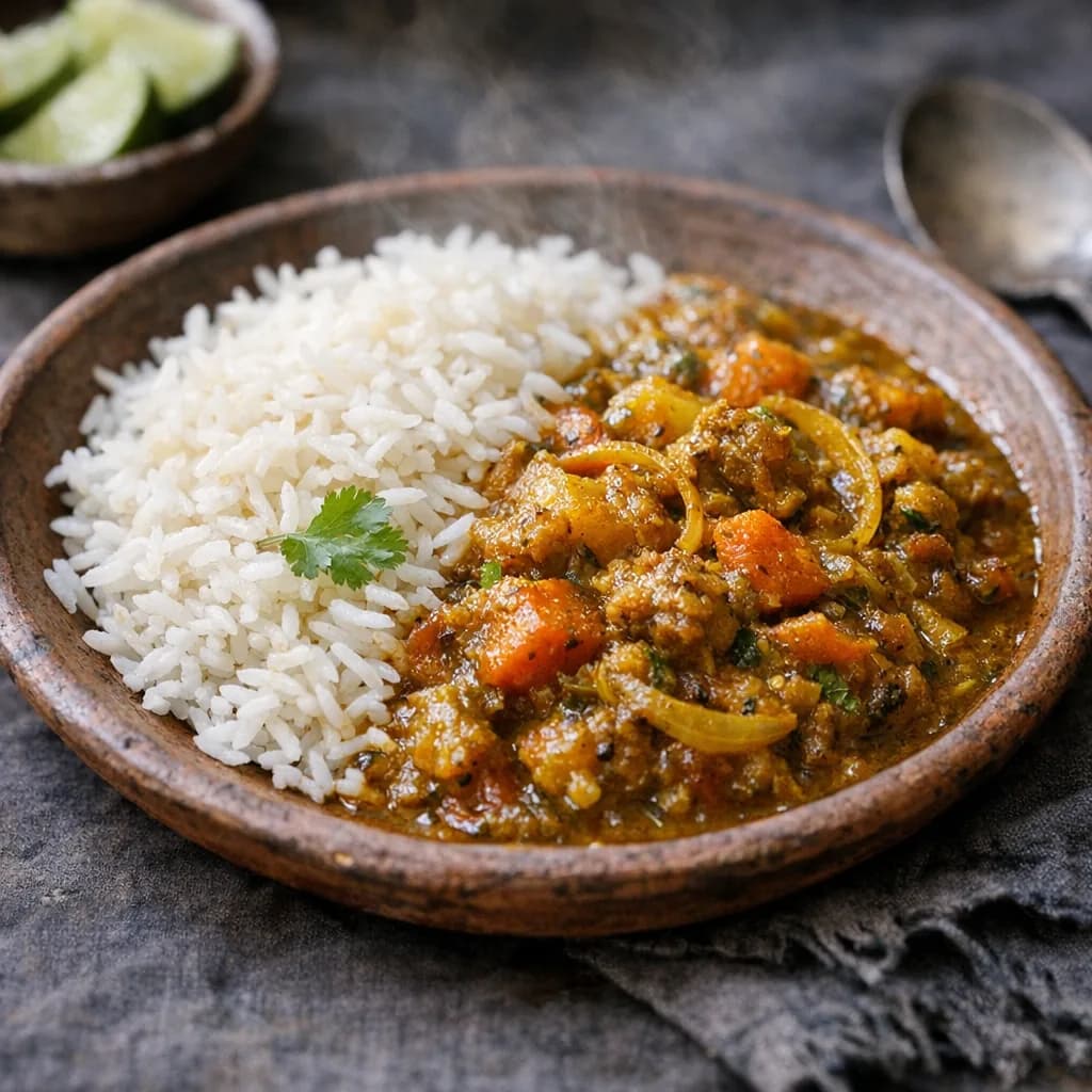 Halal Sri Lankan Beef Curry with Basmati Rice recipe