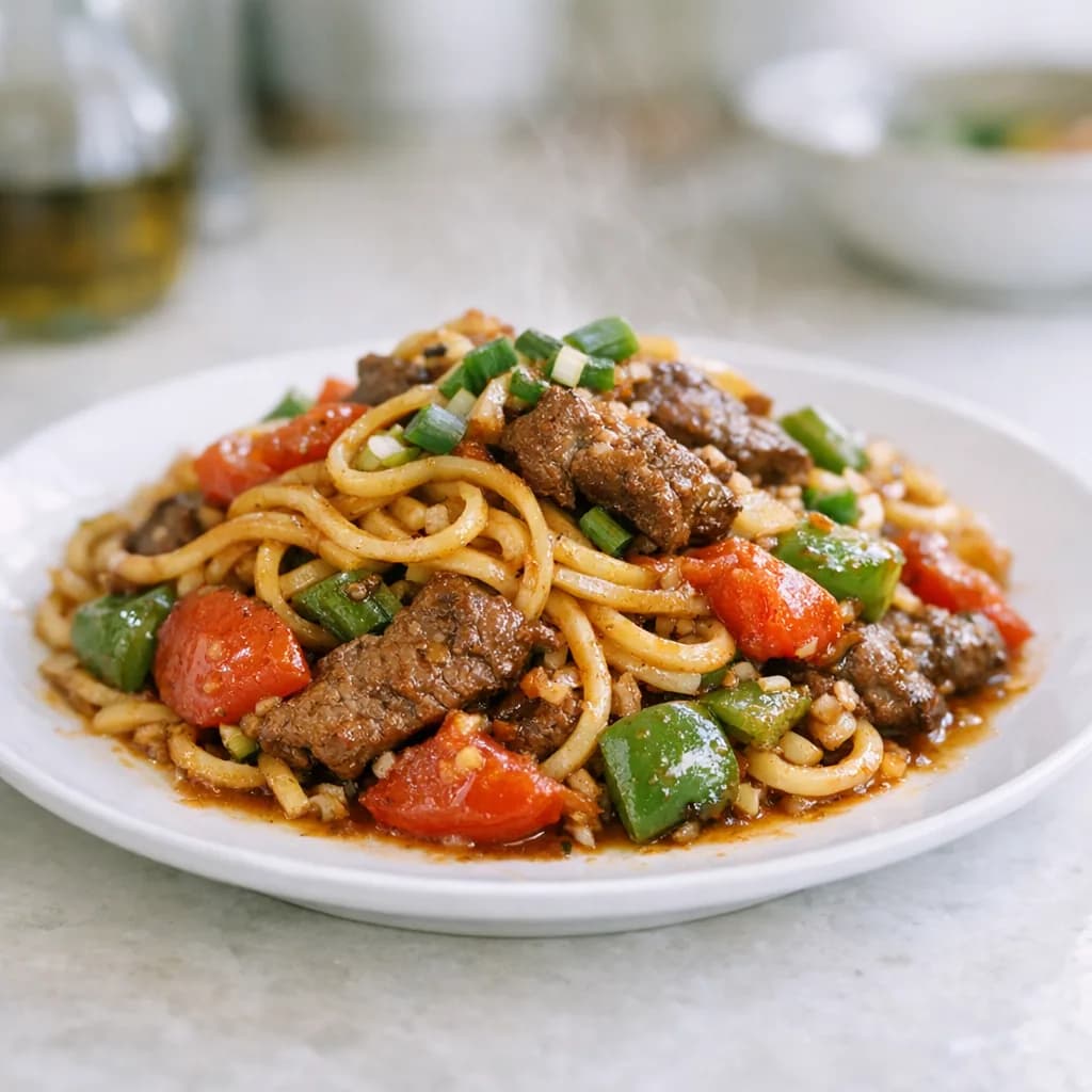 Halal Sunday Night Beef Noodle Supper recipe