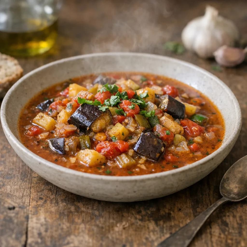 Hearty Eggplant and Vegetable Dinner Soup recipe