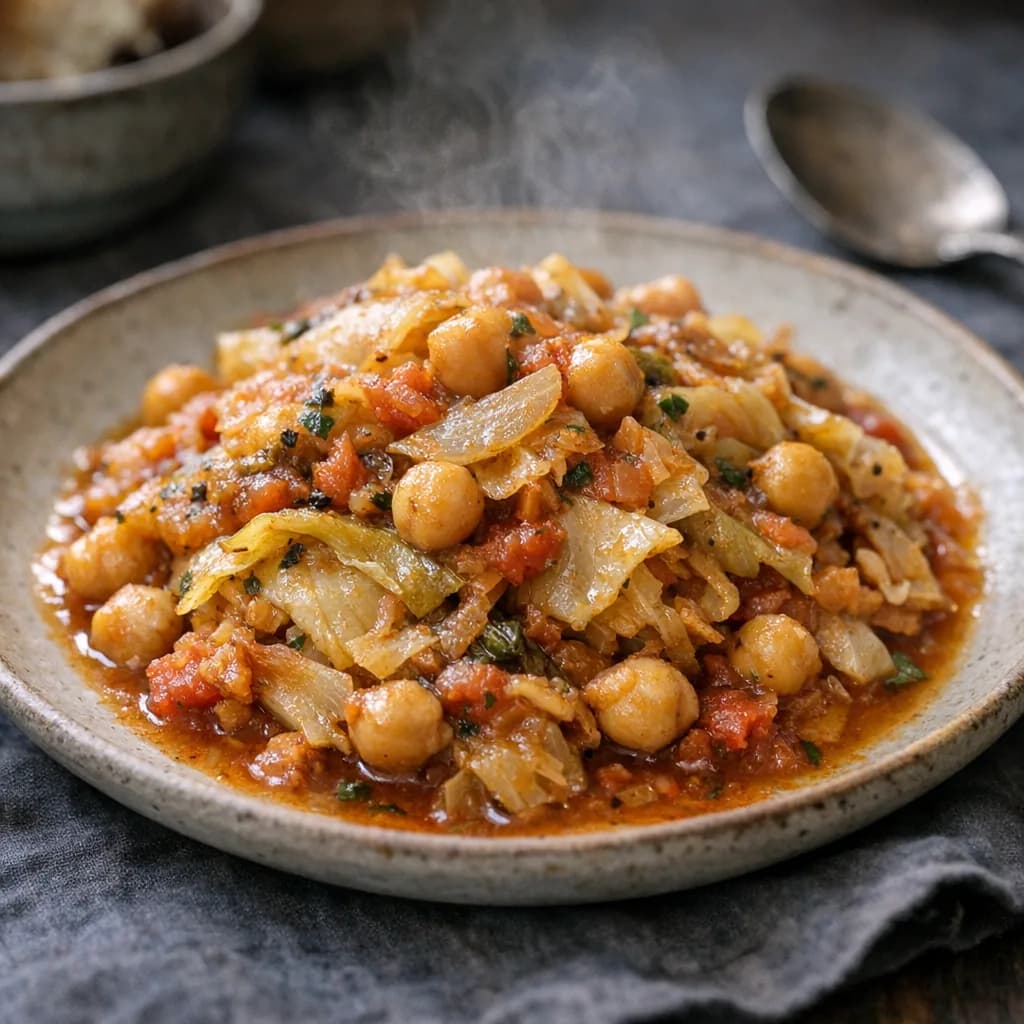 Hearty Kosher Cabbage and Chickpea Stew recipe