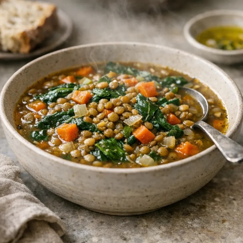 Hearty Lentil and Spinach Dinner Soup recipe