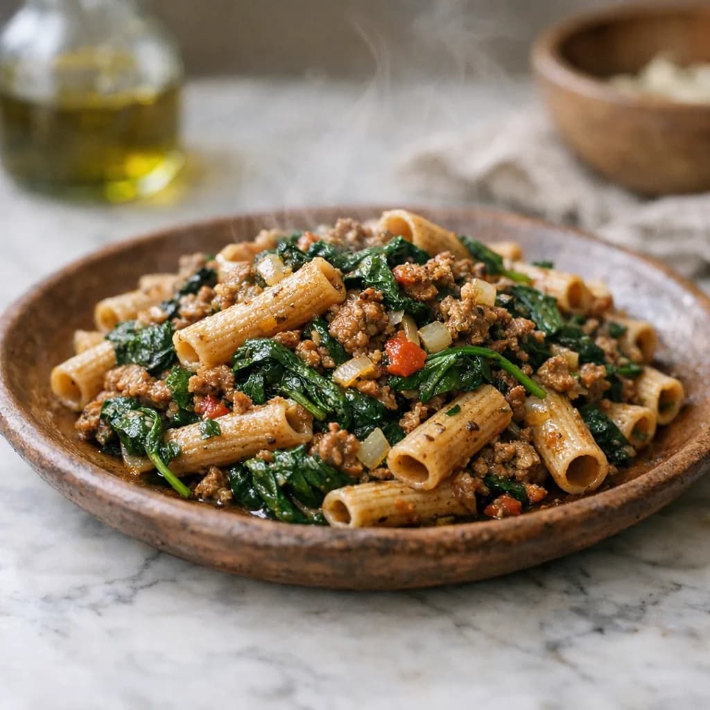 Hearty Spinach and Sambar Pasta recipe