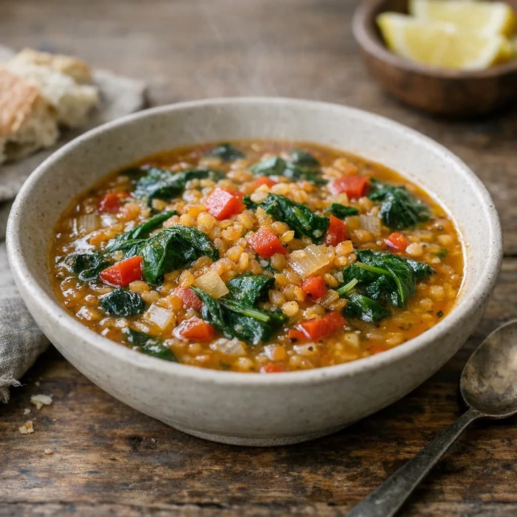 Hearty Spinach and Lentil Soup recipe