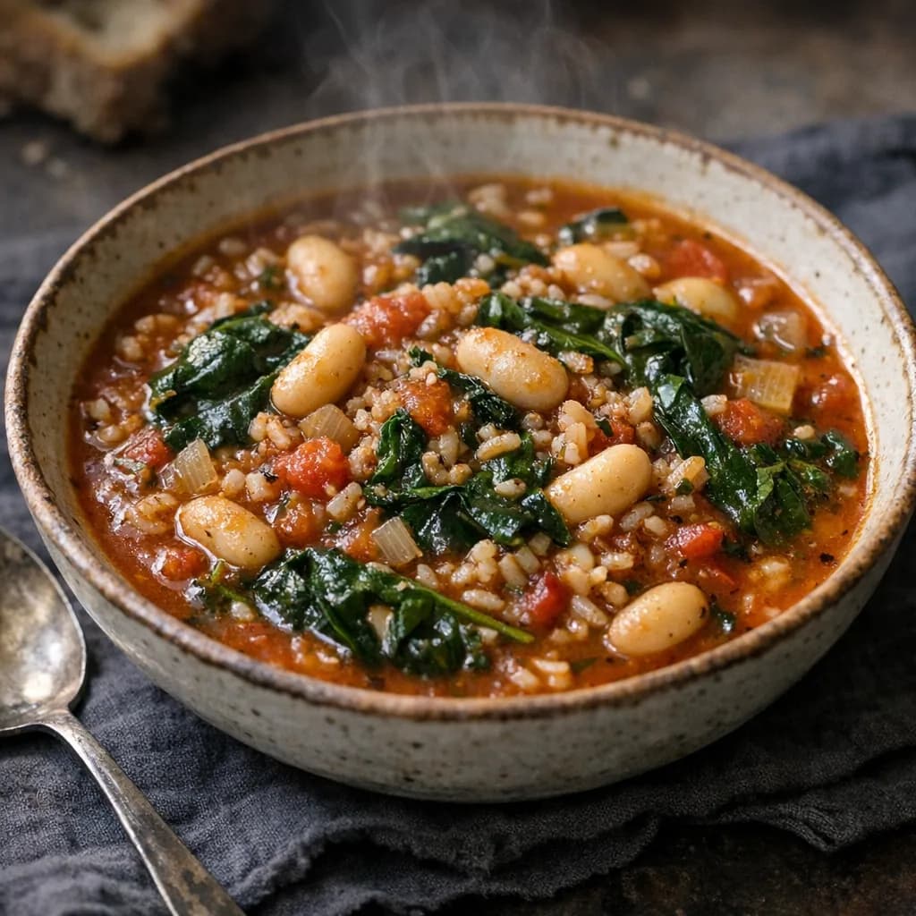 Hearty Spinach and White Bean Dinner Soup recipe