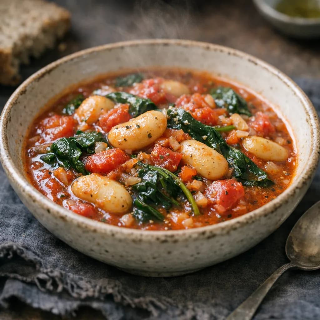 Hearty Tomato Spinach and Butter Bean Soup recipe