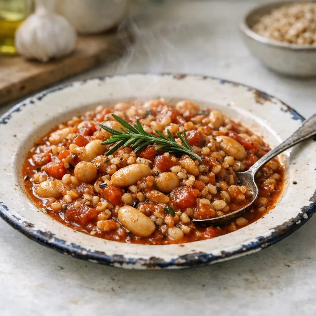 Hearty Vegan Bean and Grain Stew recipe