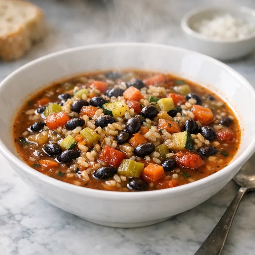 Hearty Vegetable Soup with Brown Rice recipe