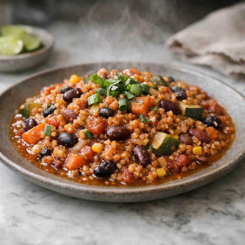 Hearty Vegetarian Chili with Cracked Wheat recipe