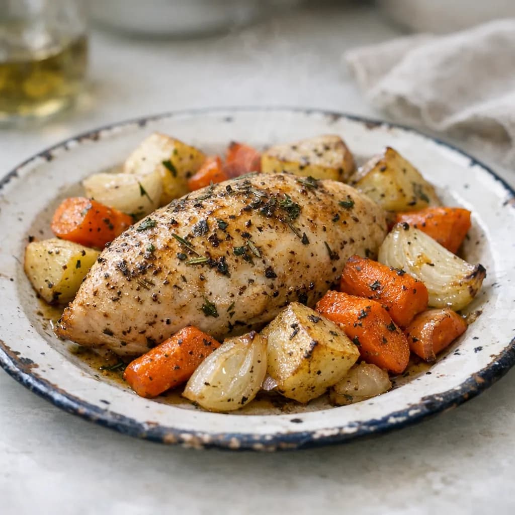 Herb-Baked Chicken with Root Vegetables recipe
