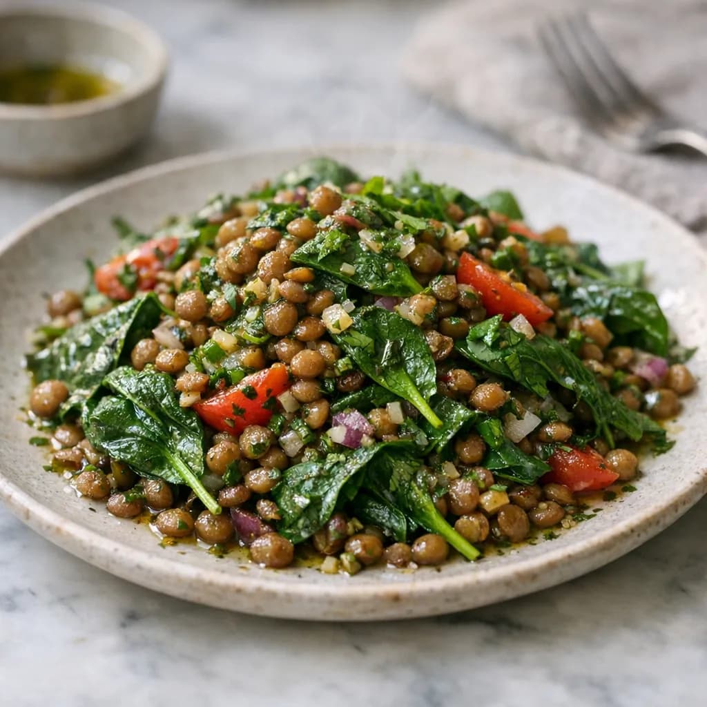 Herbed Lentil and Spinach Dinner Salad recipe
