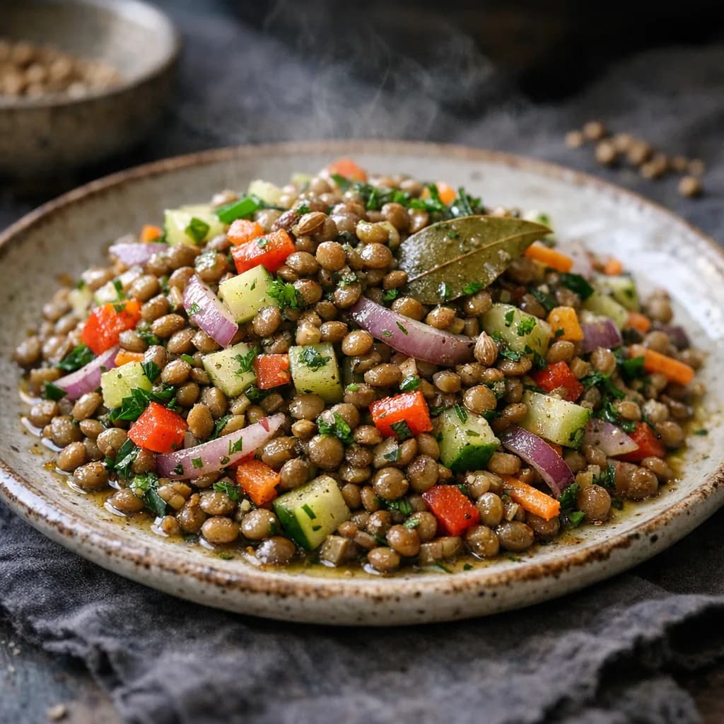 Herbed Lentil Salad with Crunchy Vegetables recipe