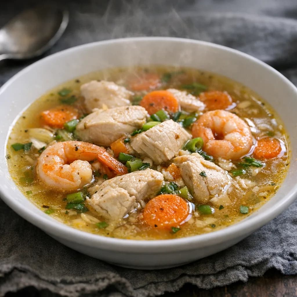 High-Protein Chicken and Shrimp Soup recipe