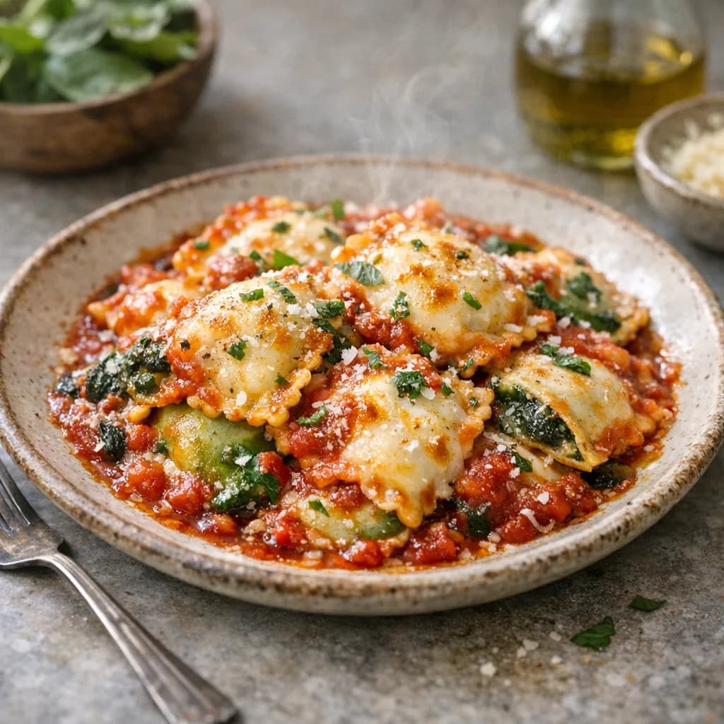 High-Protein Spinach Ravioli Bake recipe