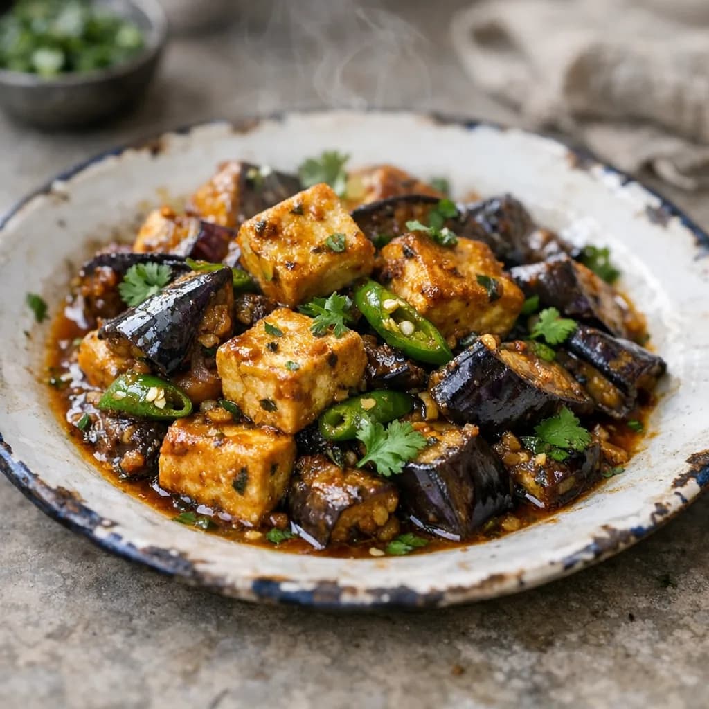 Aubergine and Paneer Stir-Fry recipe