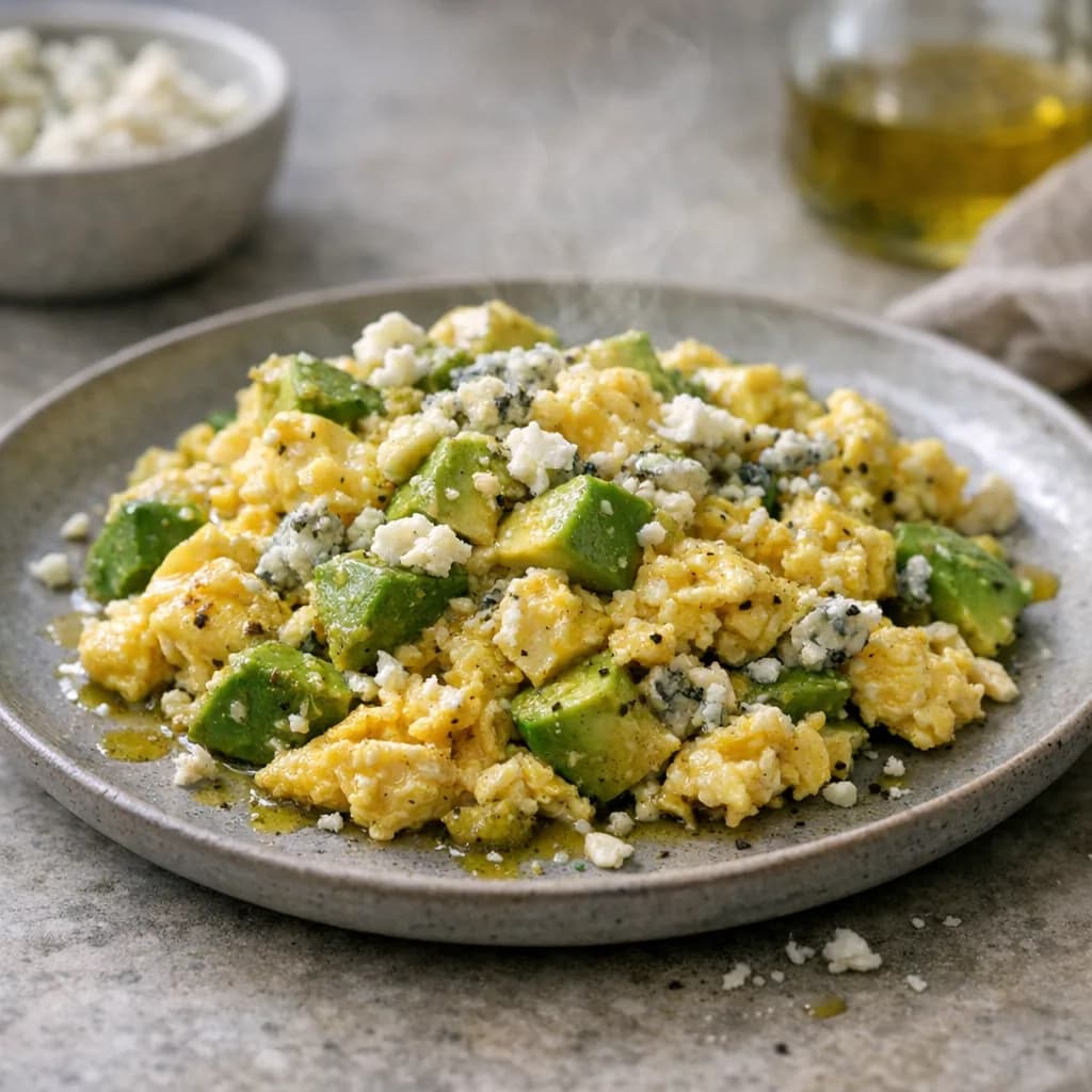 Keto Avocado and Blue Cheese Scramble recipe