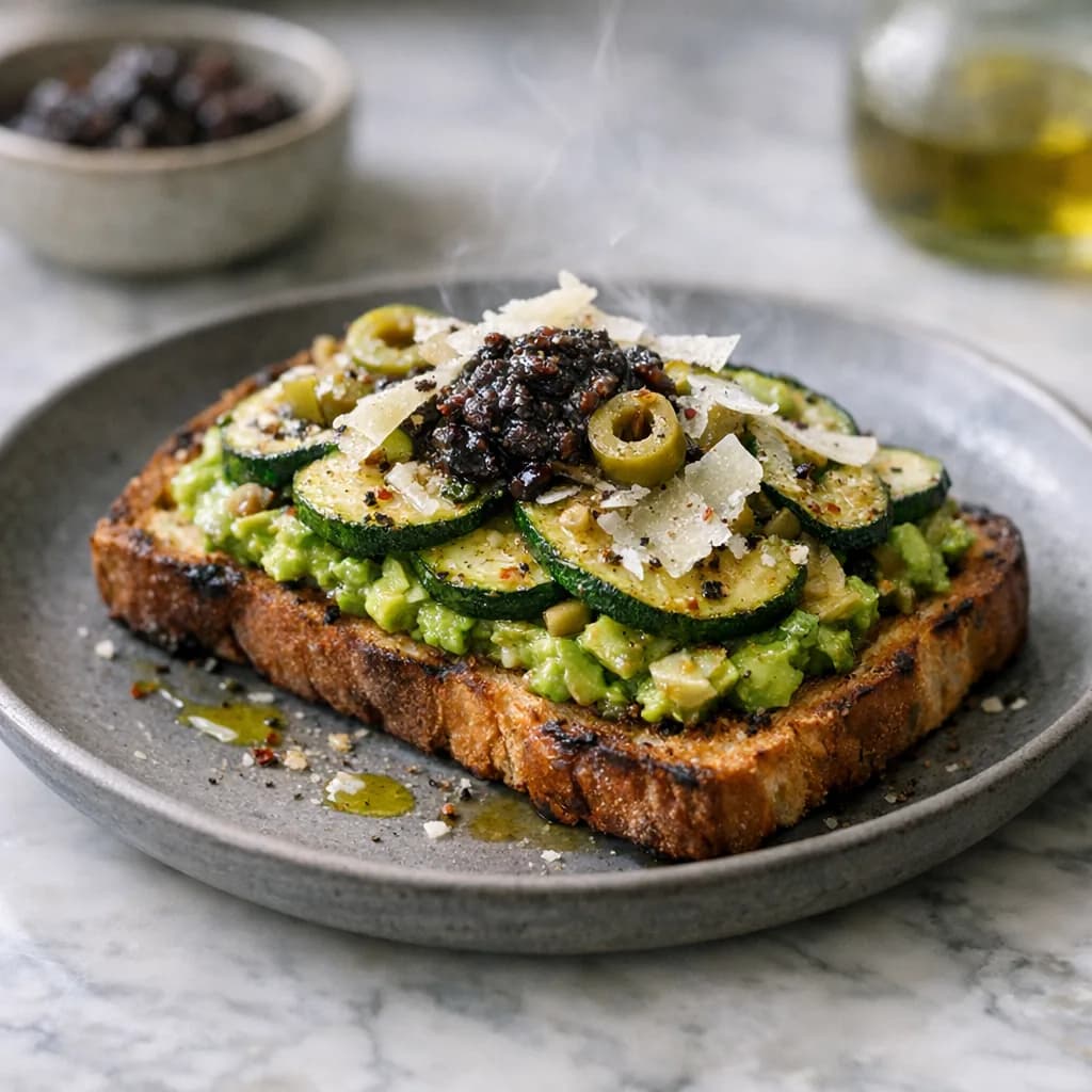 Keto Avocado Olive Dinner Toast recipe