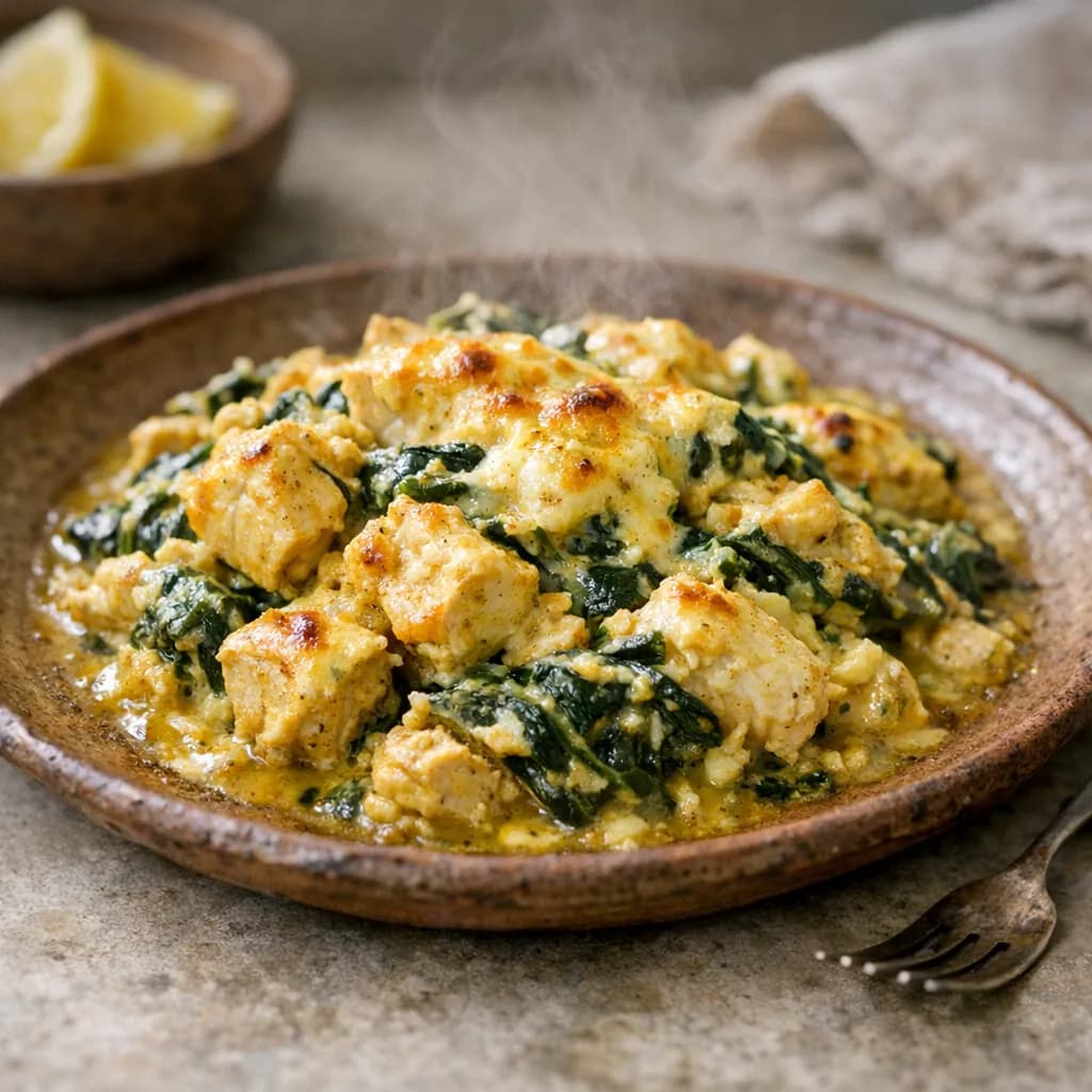 Keto Baked Chicken and Spinach Casserole recipe