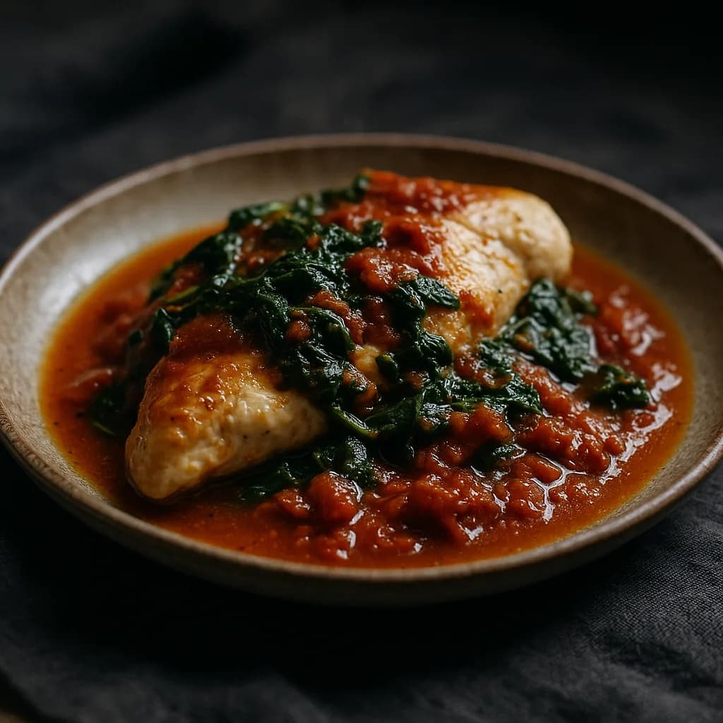 Keto Baked Chicken with Spinach Marinara recipe