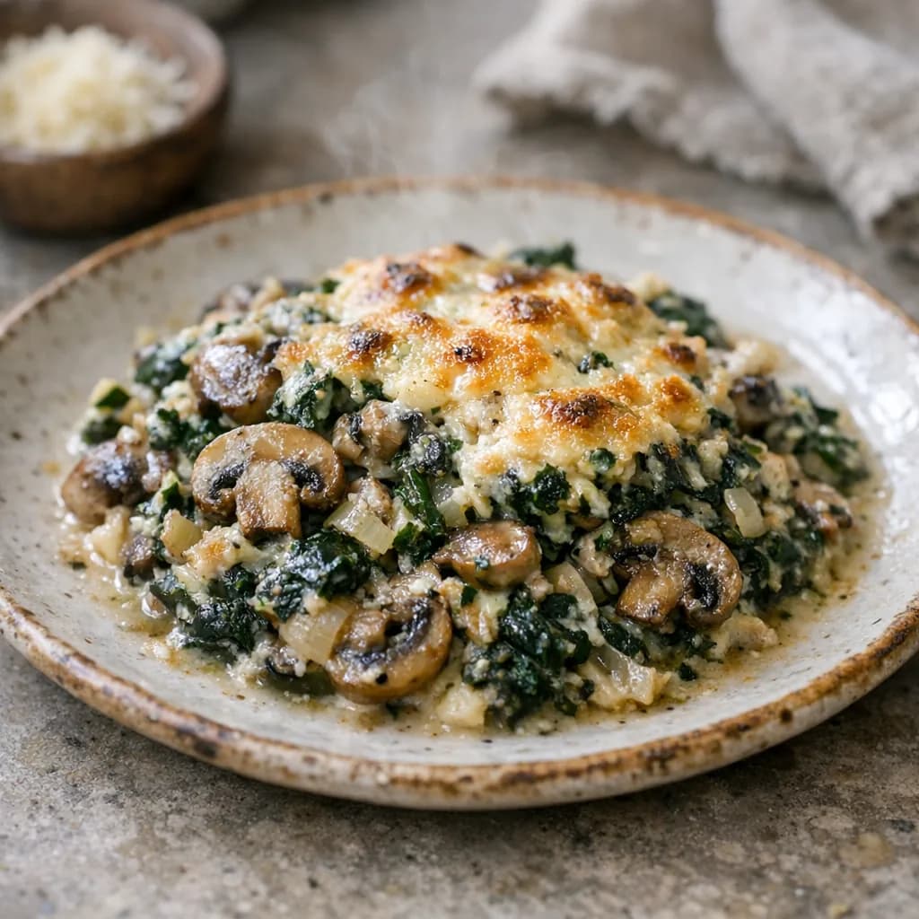 Cooks Co Sliced Mushrooms Keto Baked And Spinach Casserole recipe