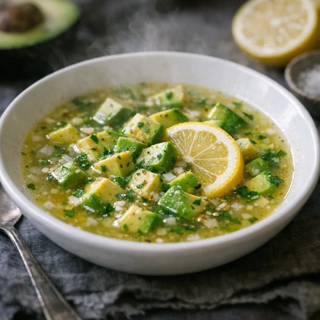 Keto Chicken Soup with Avocado and Lemon recipe