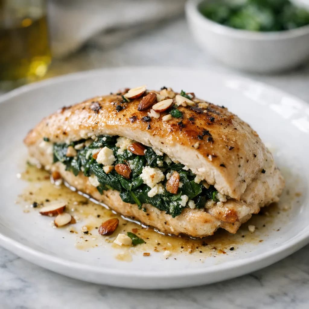 Keto Chicken Stuffed with Spinach and Almonds recipe