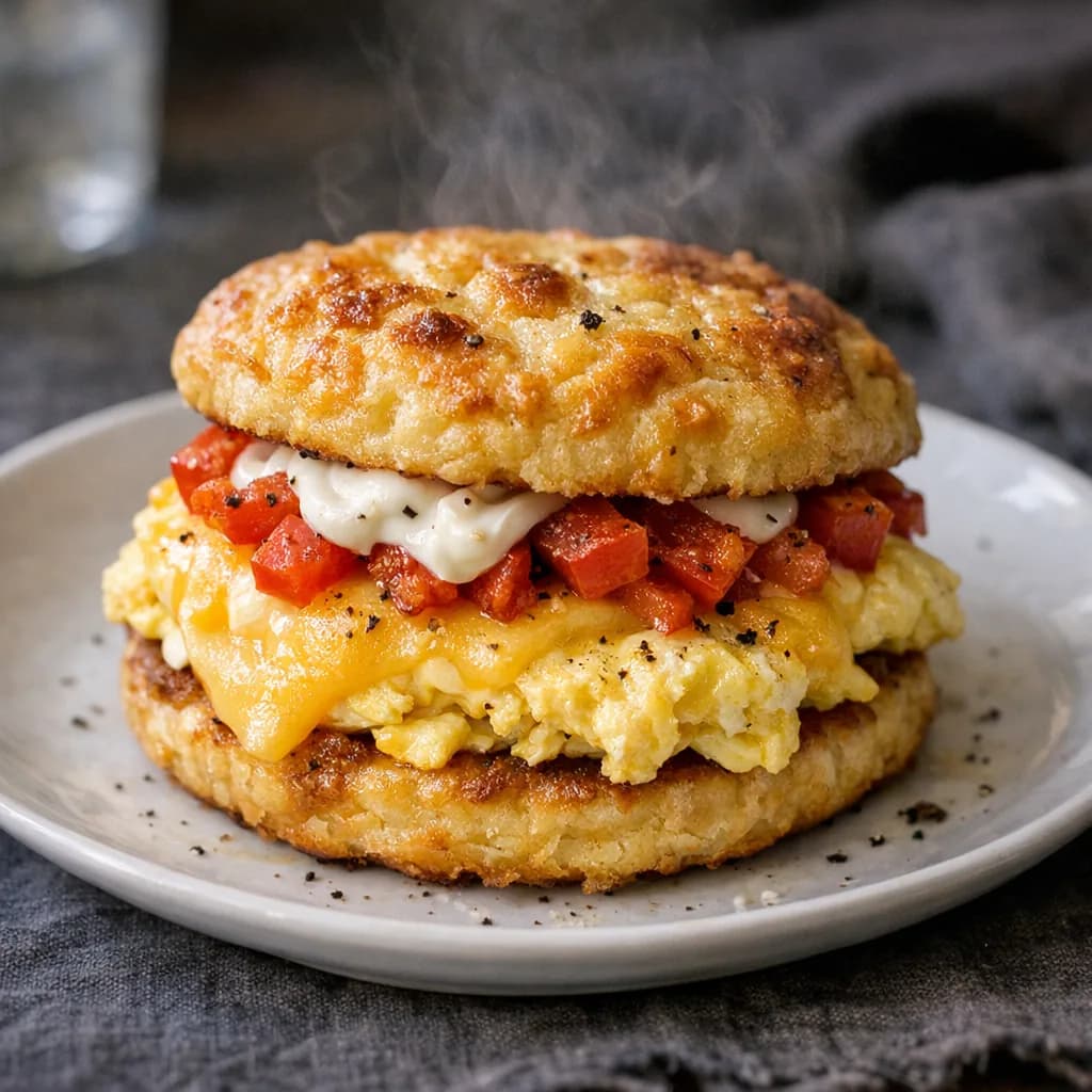 Keto Egg and Cheese Dinner Sandwich recipe