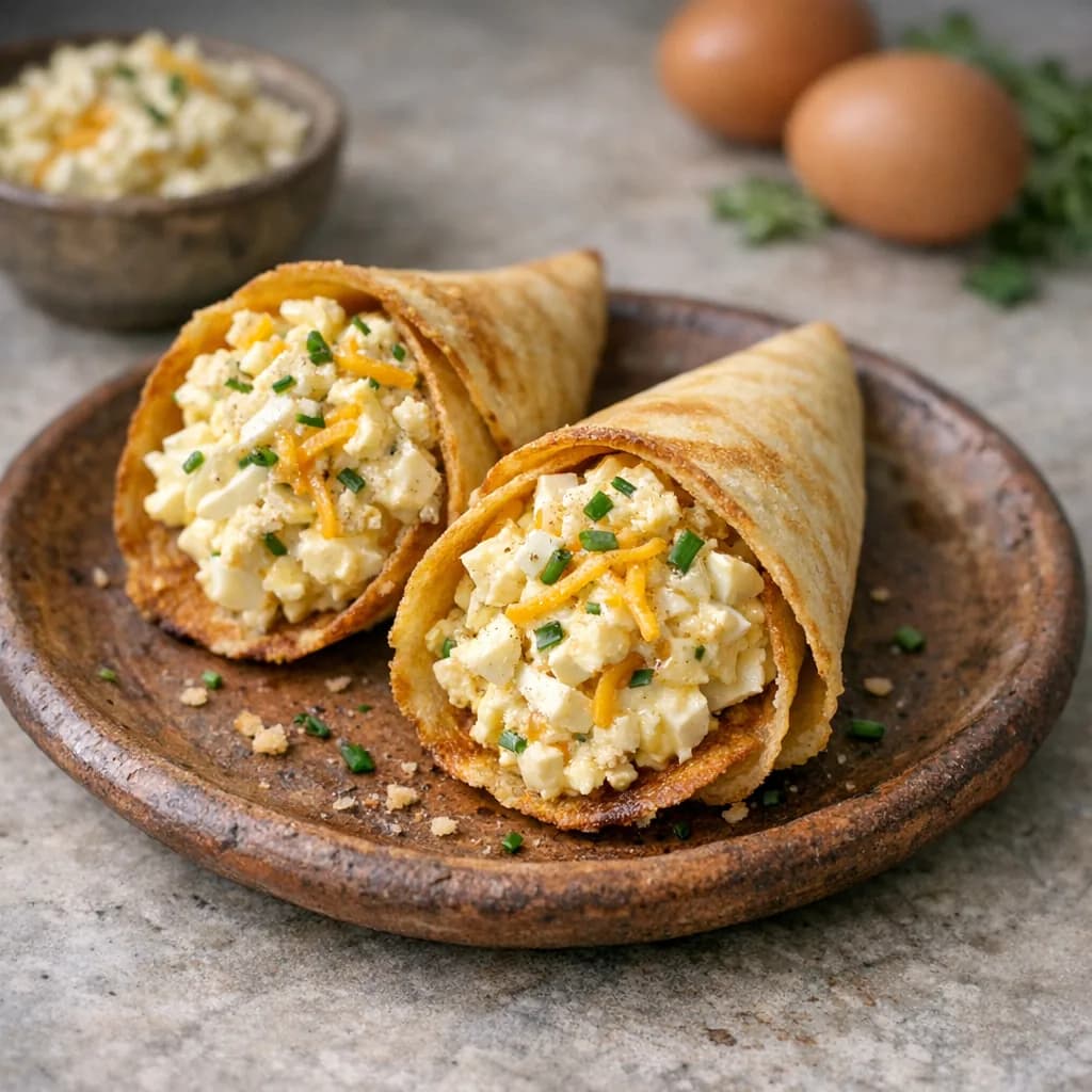 Keto Egg Salad Crepe Cones recipe