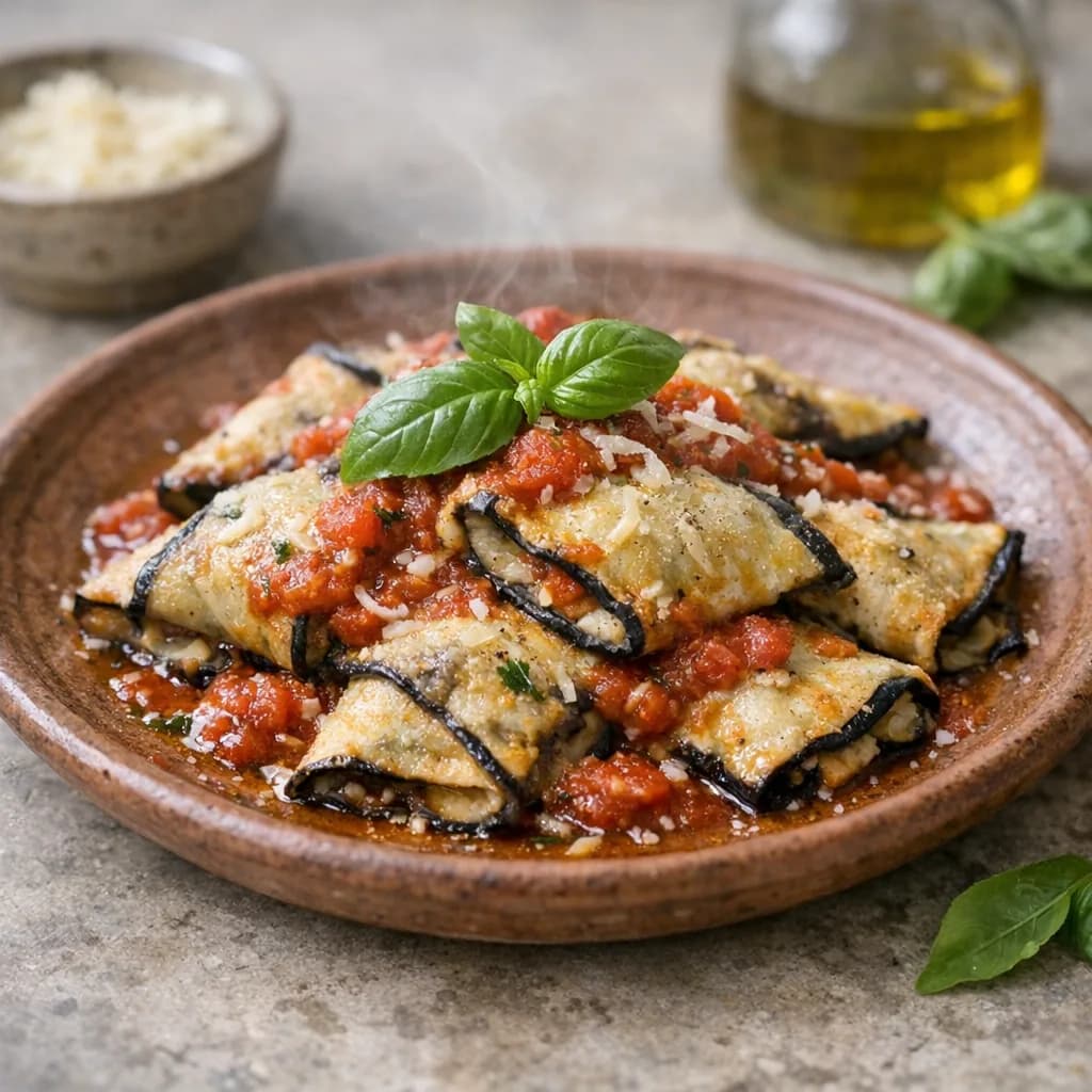Keto Eggplant Ravioli with Basil Marinara recipe