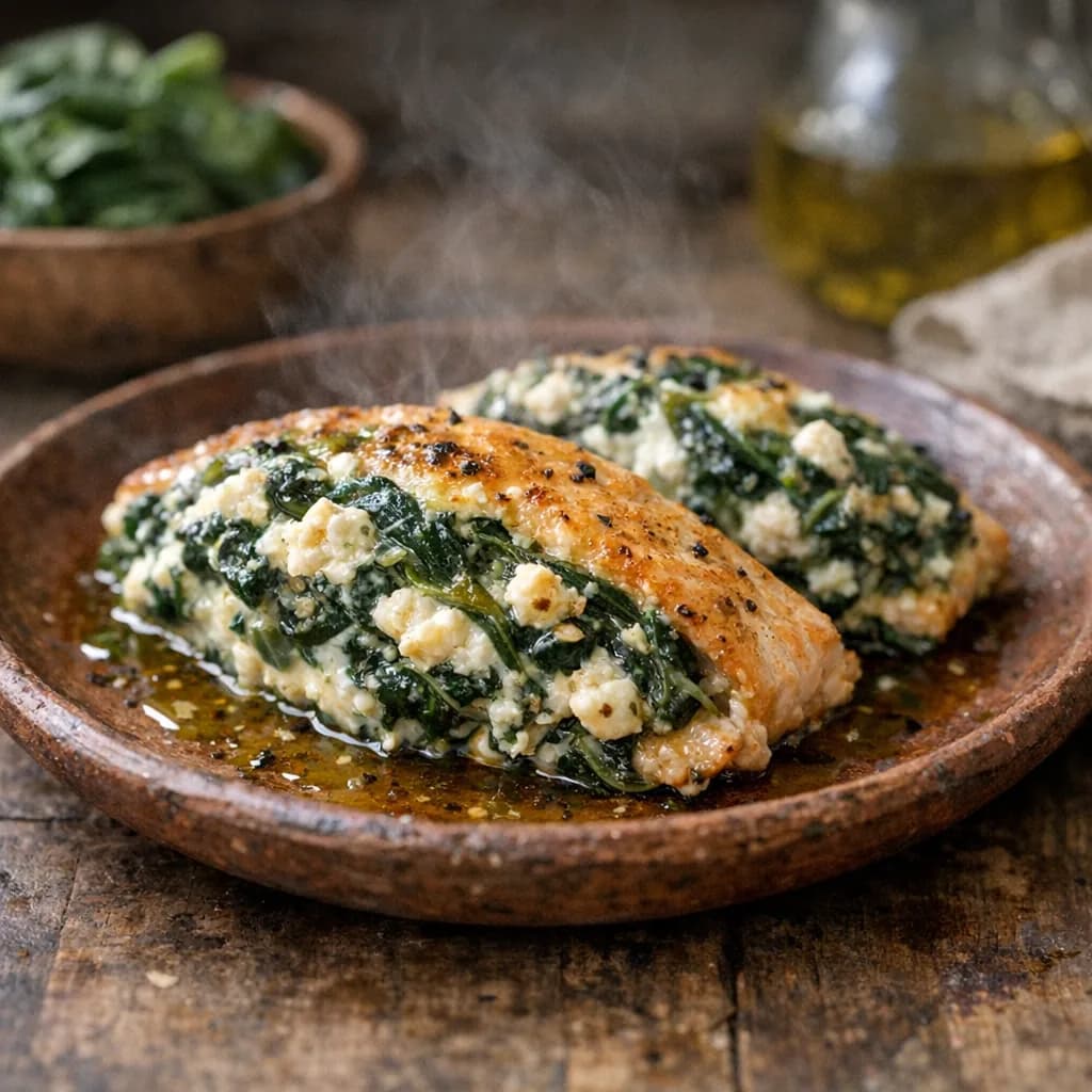 Keto Feta Spinach Stuffed Salmon recipe
