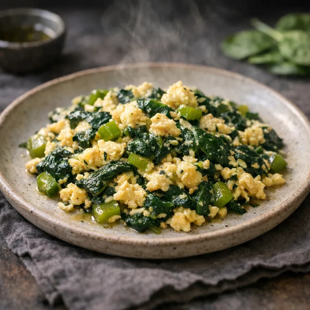 Spinach and Green Pepper Scramble recipe