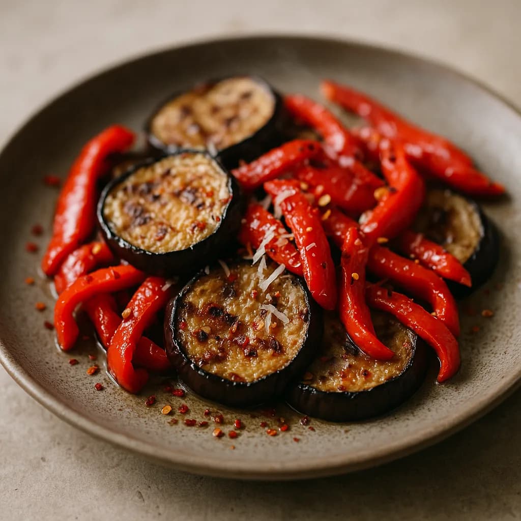 Keto Grilled Eggplant and Peppers recipe